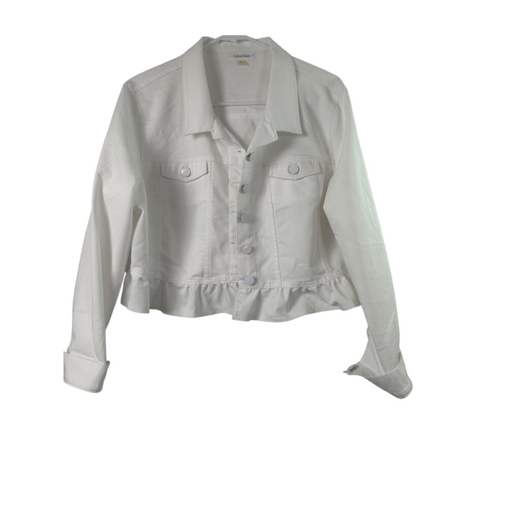Calvin Klein Ruffle-Hem Jacket - White - Size XL - Picture 3 of 7